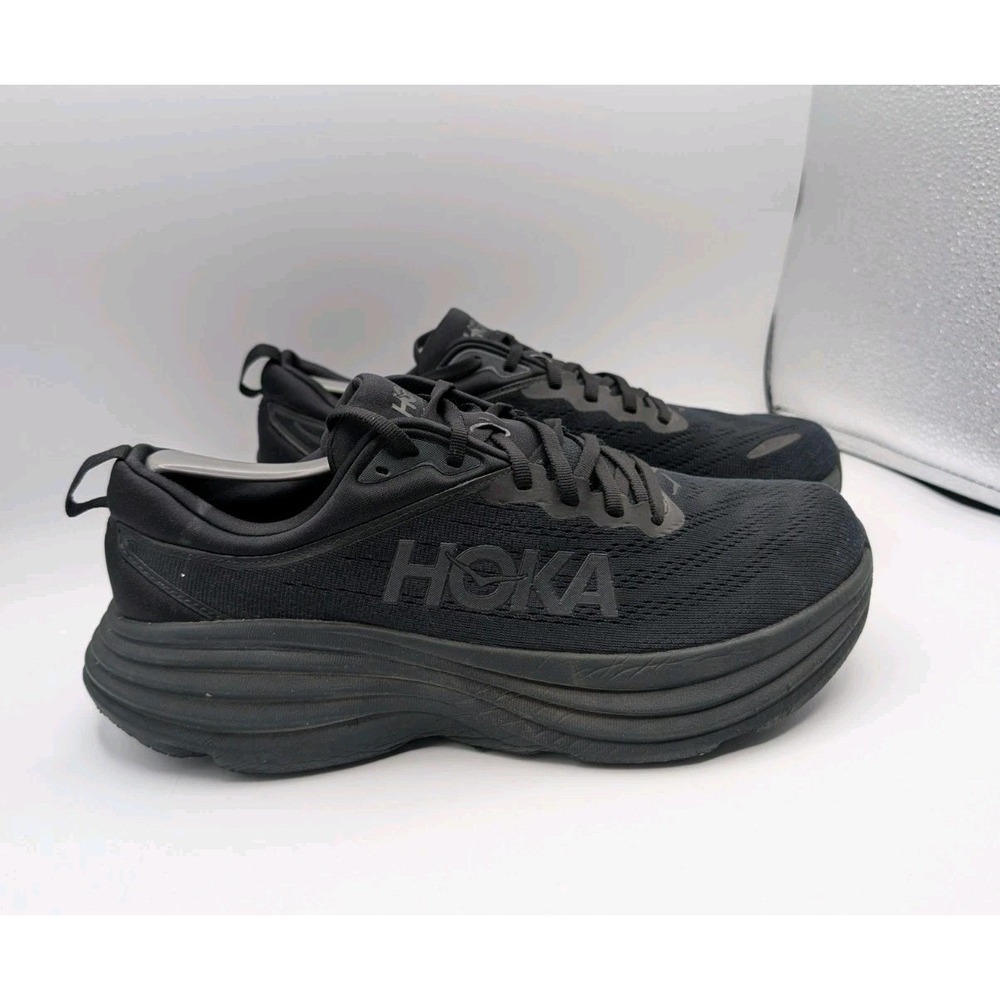 HOKA Bondi 8 Men's 10.5D Black Black Running Walking Shoes 1123202 BBLC